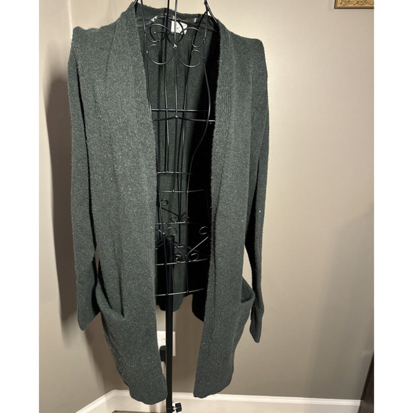 A New Day Women’s Open Front Cardigan Sweater Green Size M Cotton Blend Pockets - Picture 2 of 8